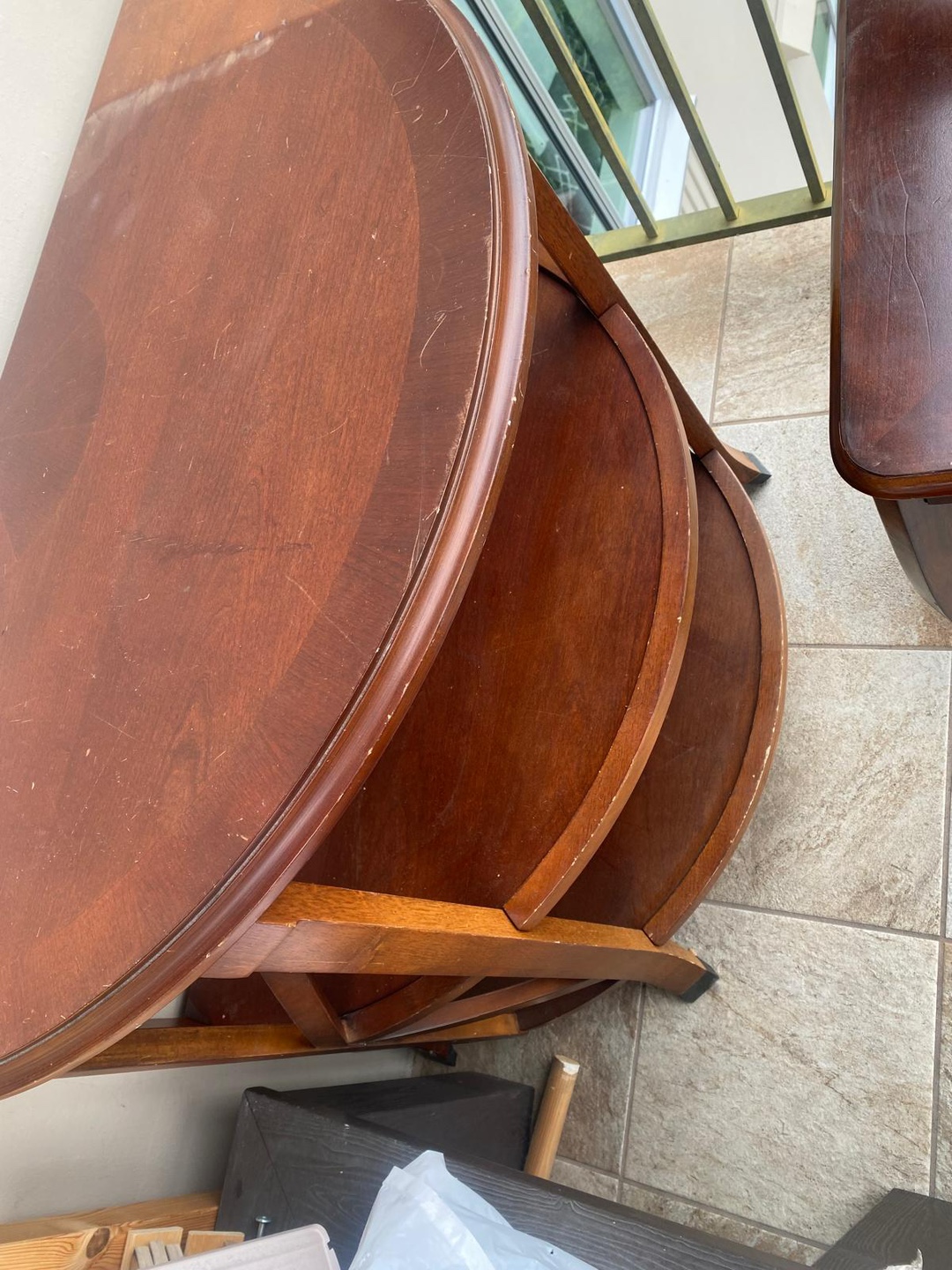 Dark Wood Half-Moon Console Table - photo 2