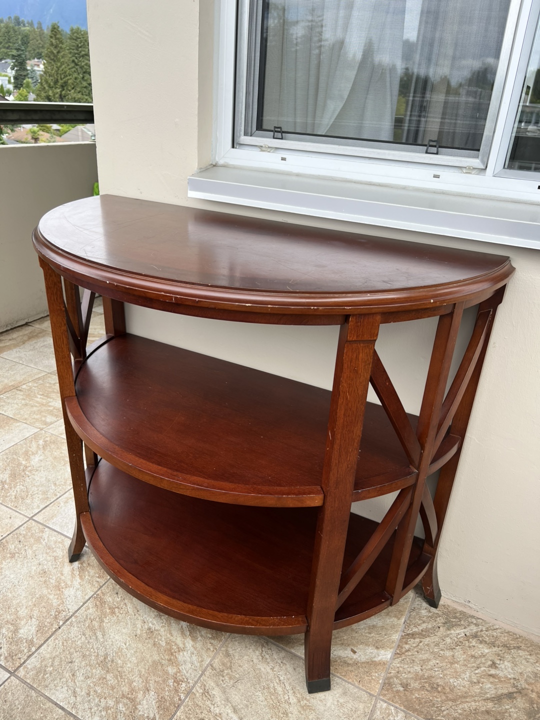 Dark Wood Half-Moon Console Table - photo 4