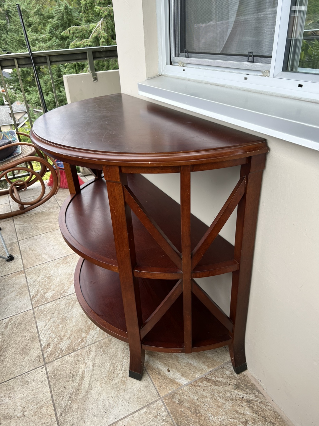 Dark Wood Half-Moon Console Table - photo 5