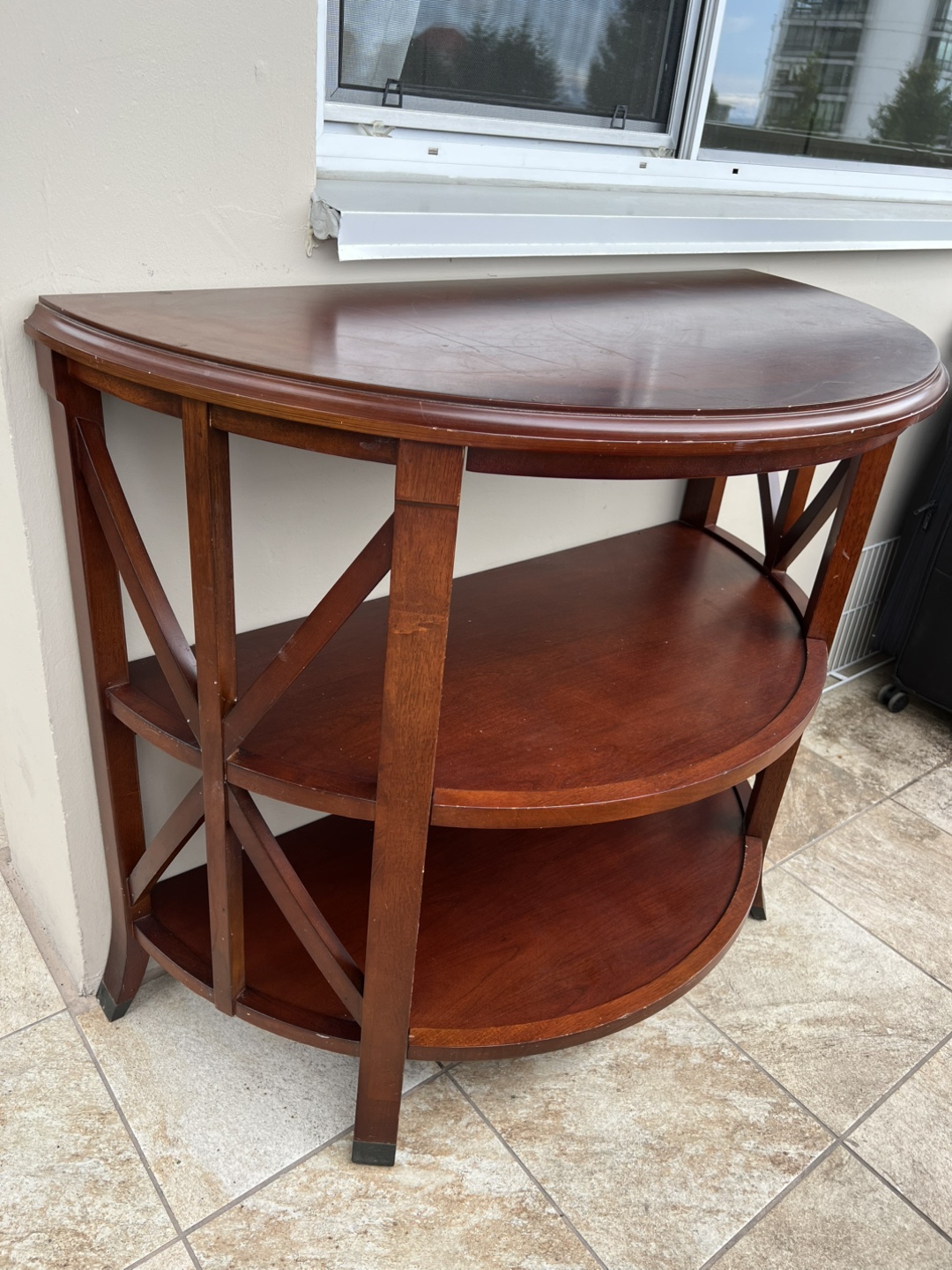 Dark Wood Half-Moon Console Table - photo 3
