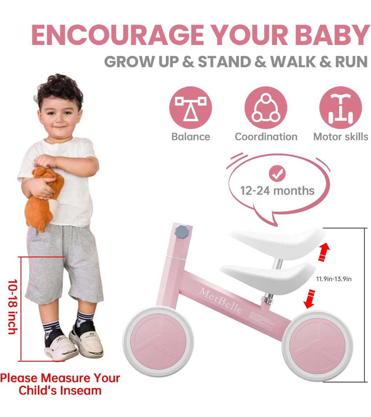 MetBelle Baby Balance Bike - Pink - photo 5