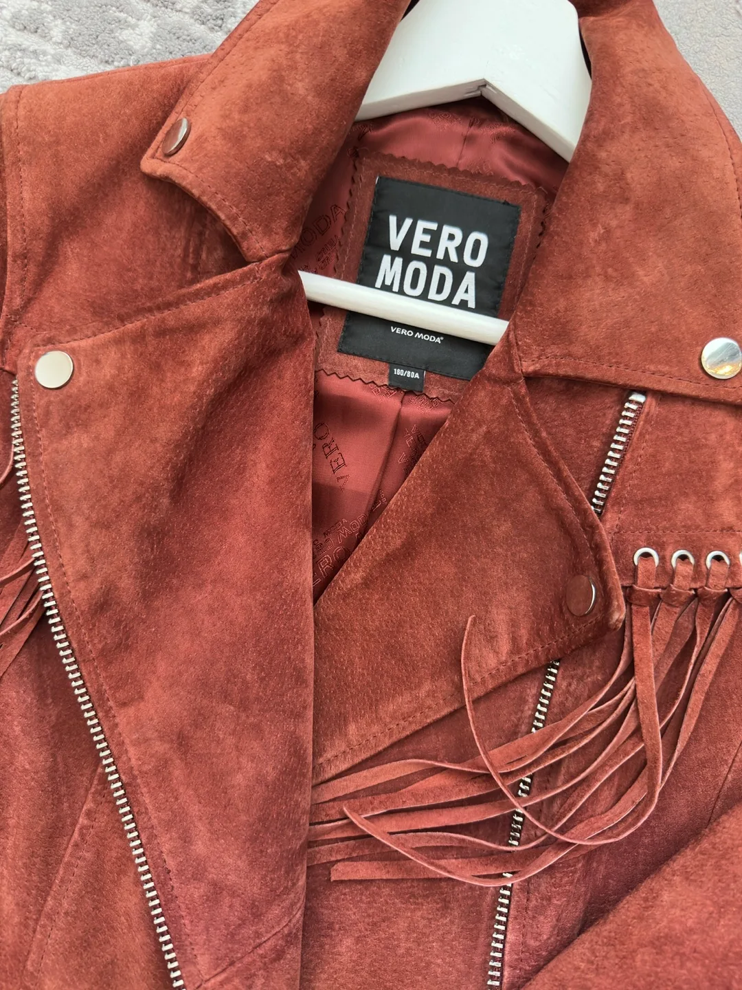 Vero Moda Suede Fringe Biker Jacket - Size 160/80A image indicator(4)