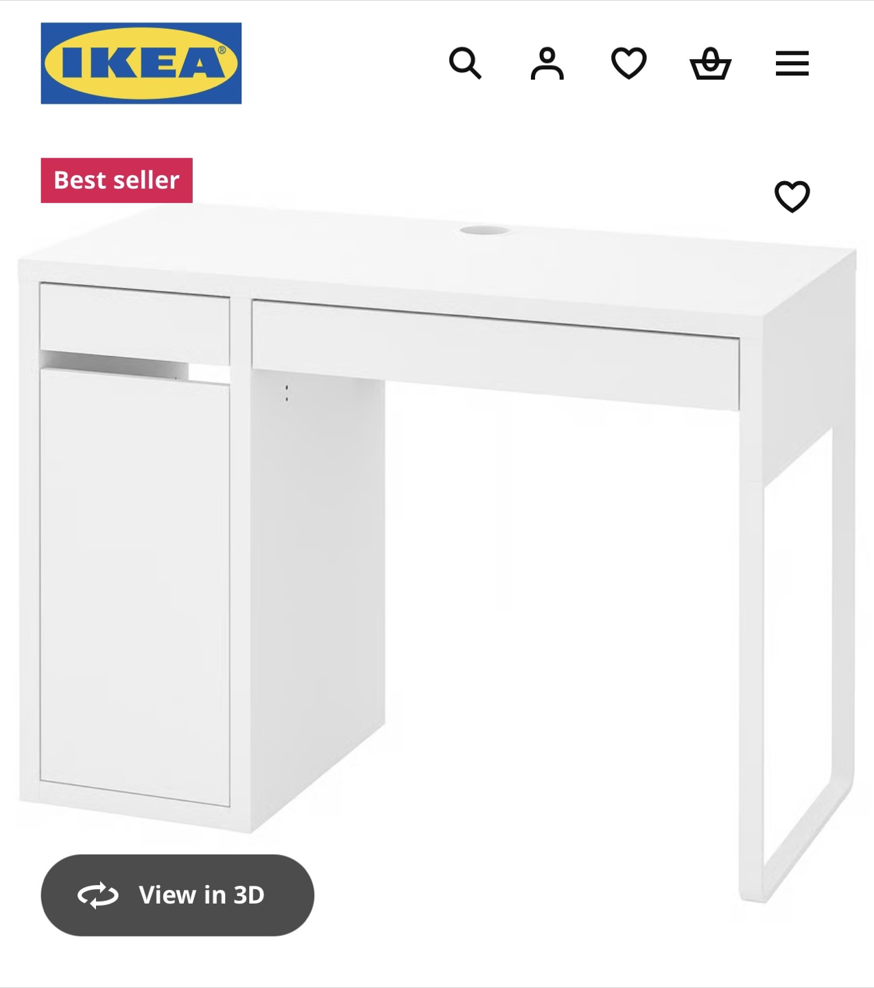 Ikea Micke desk with drawer and shelves