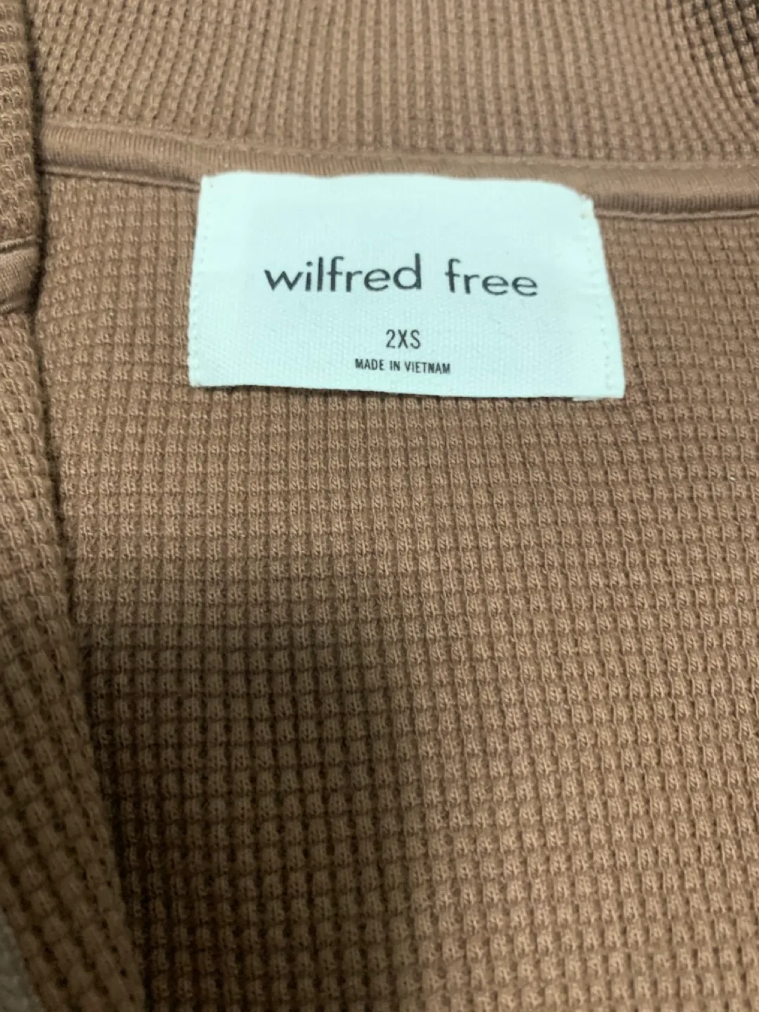 Wilfred Free 2XS Brown Waffle Knit Zip-Up image indicator(2)