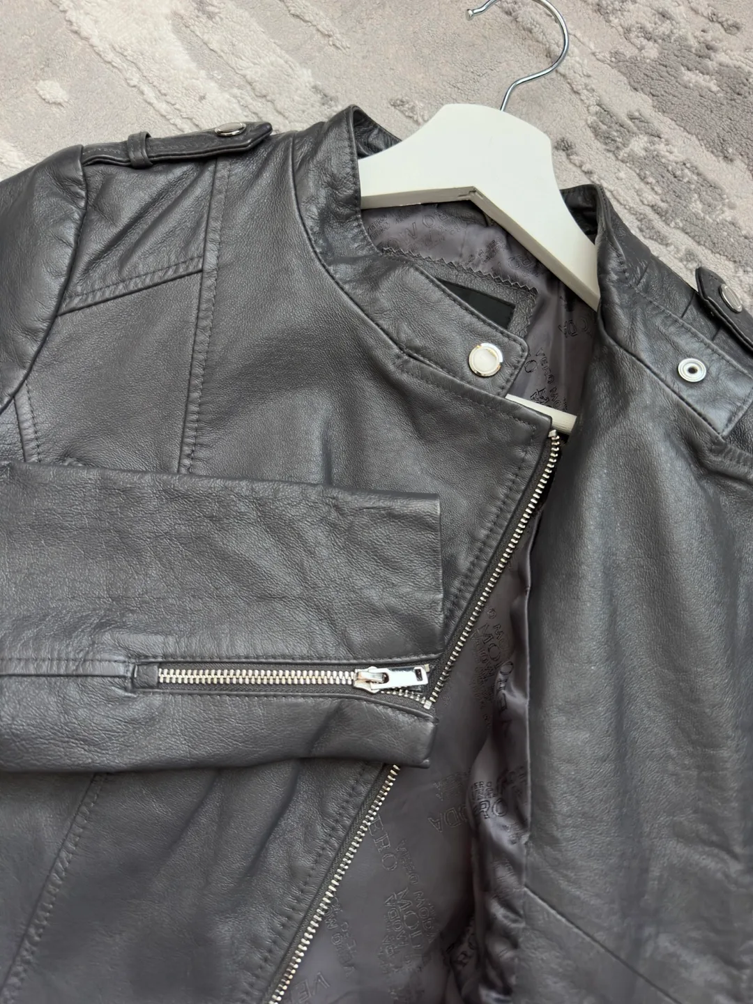 Vero Moda Grey Genuine Leather Jacket Size 165/84A image indicator(5)