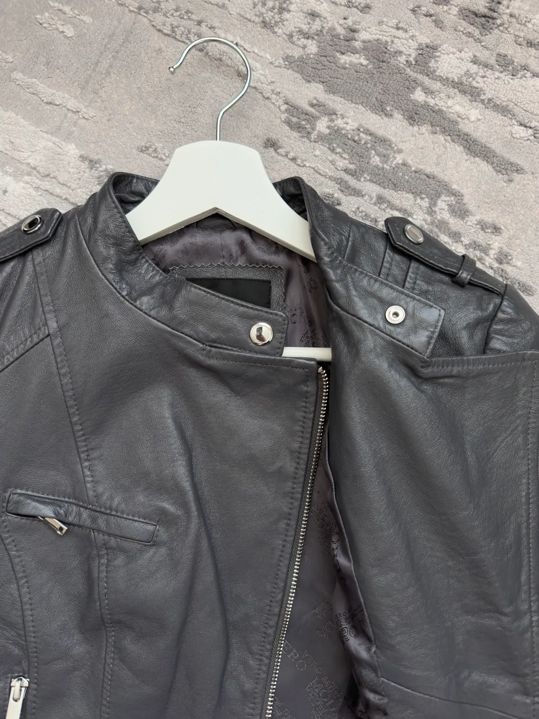 Vero Moda Grey Genuine Leather Jacket Size 165/84A image indicator(4)