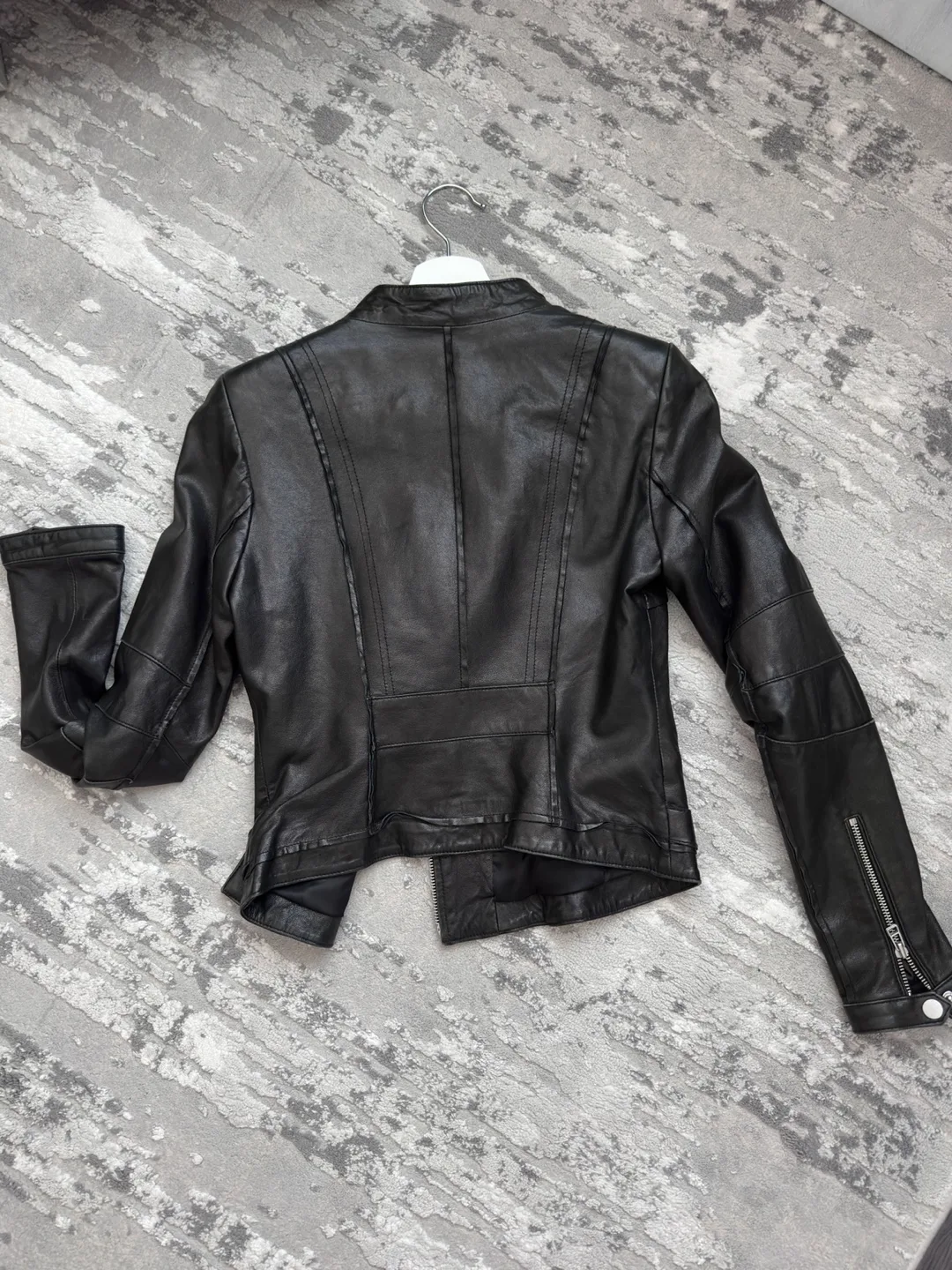 ONLY Black Genuine Leather Jacket - Size XS image indicator(4)