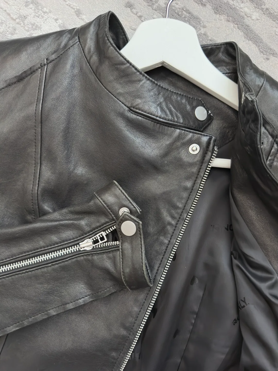 ONLY Black Genuine Leather Jacket - Size XS image indicator(3)