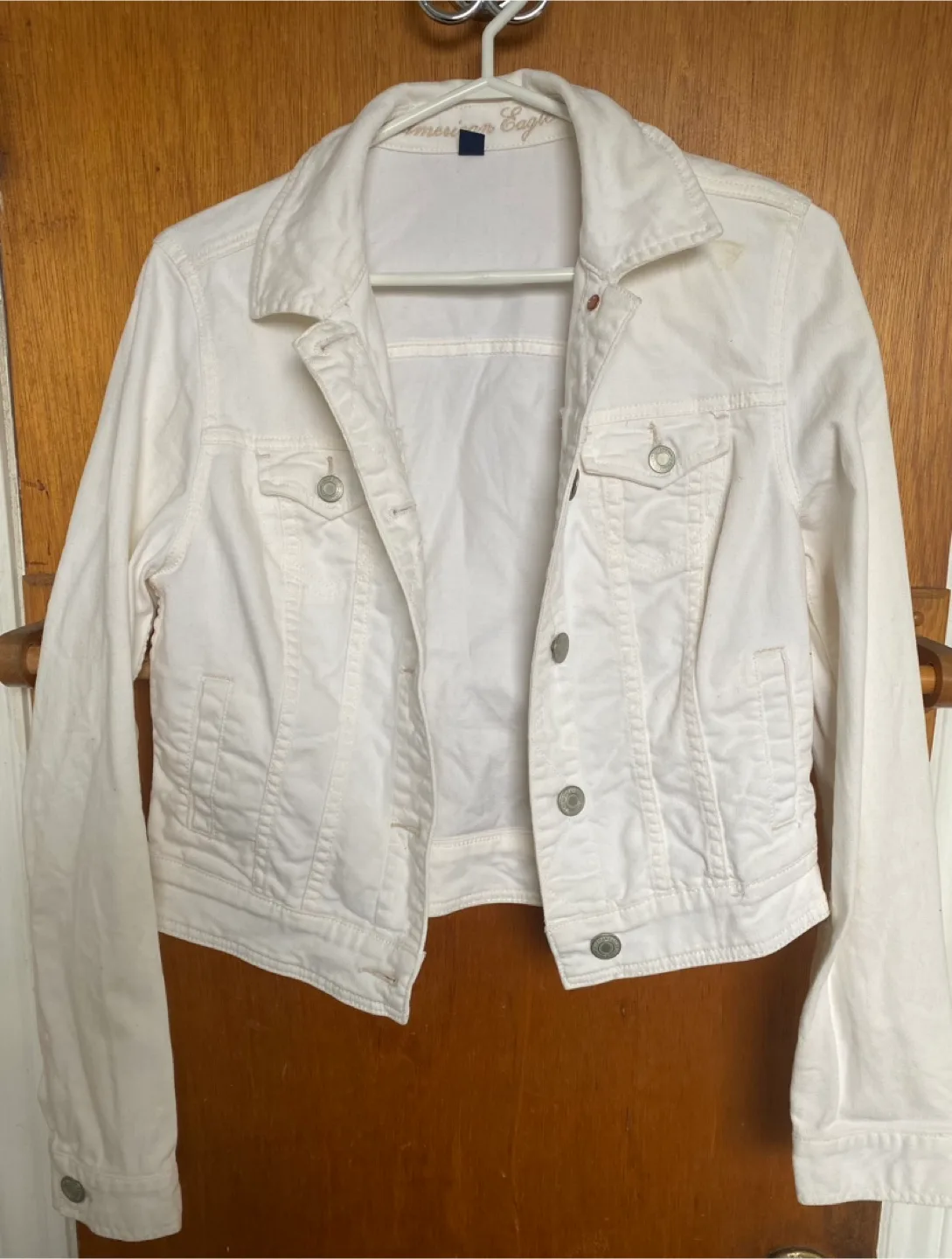 American Eagle White Denim Jacket - Size M thumbnail