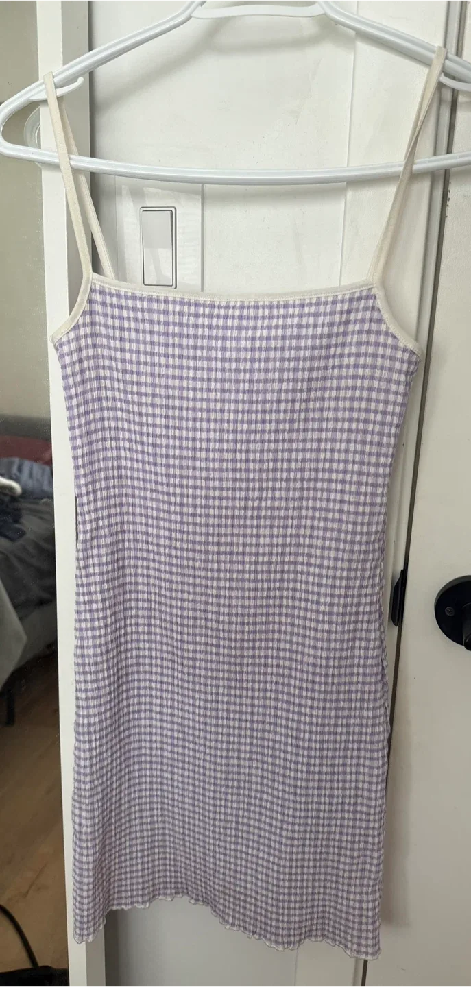 Wilfred XS Purple Gingham Mini Dress thumbnail