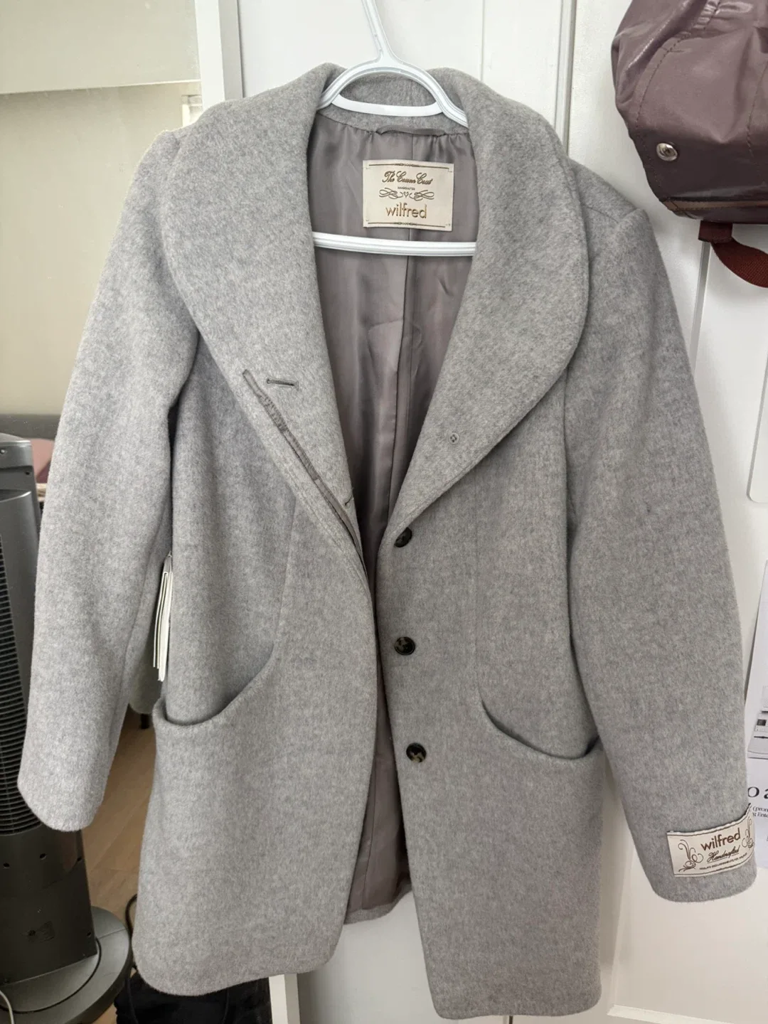 Wilfred Cocoon Coat - Heather Light Grey, Size M thumbnail