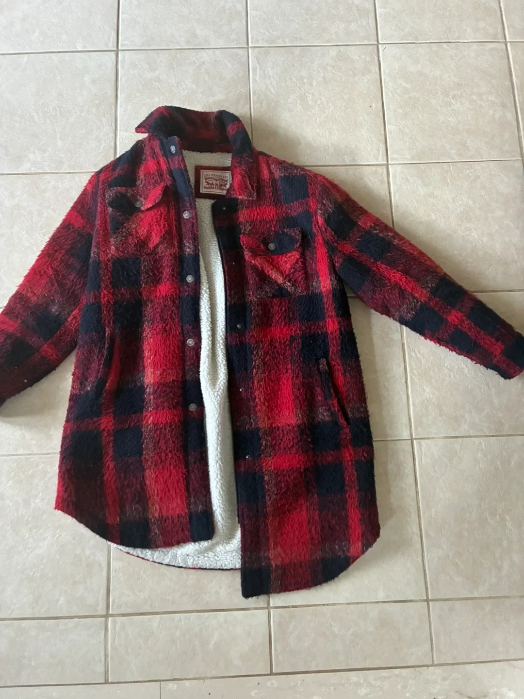 Levi's Red Plaid Sherpa Lined Jacket
