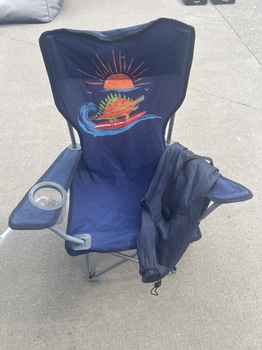 Camping Chair - for children Blue with Surfboard Design