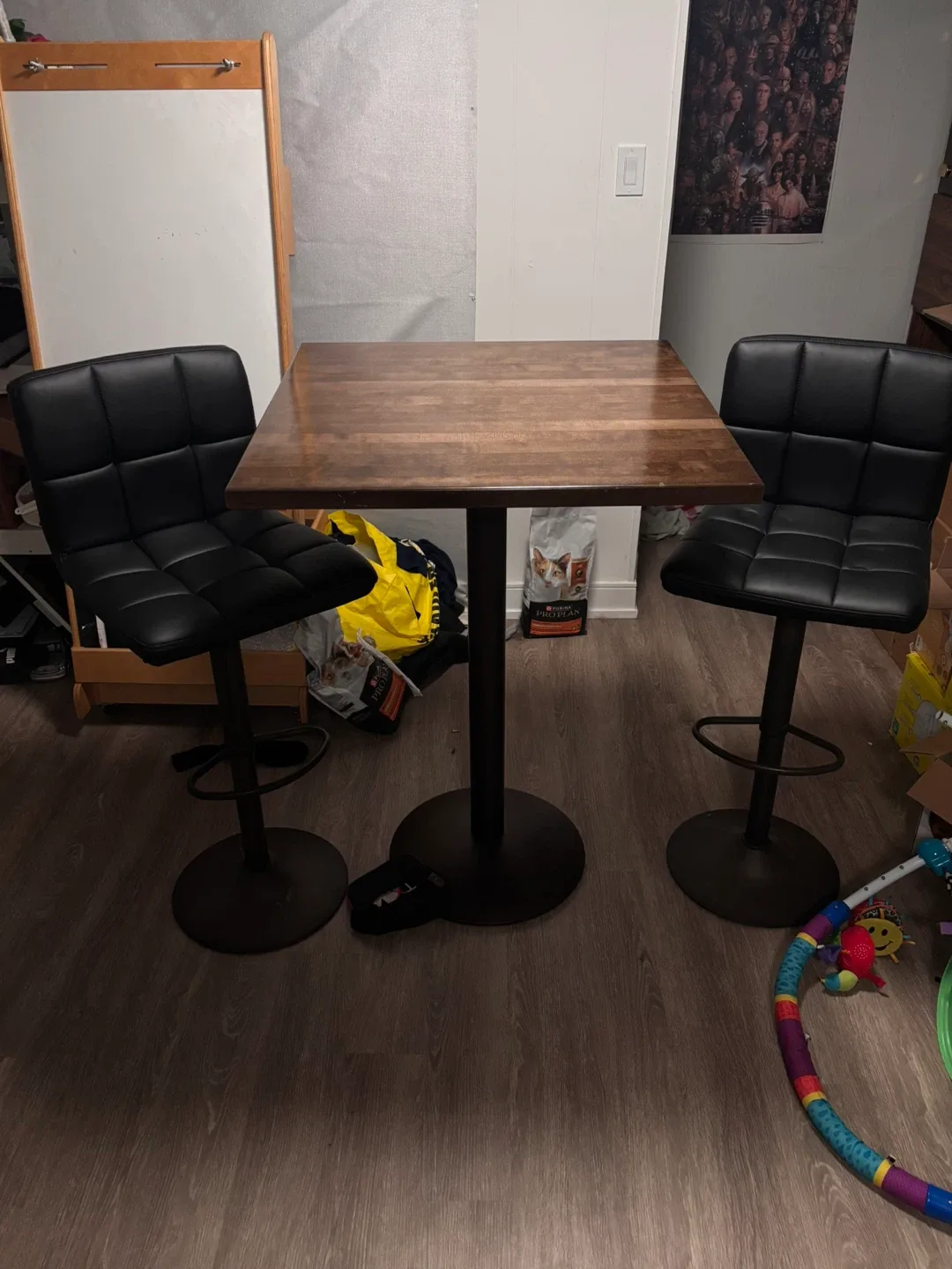 Real maple bar table! Comes with high adjustable bar stools! image indicator(3)