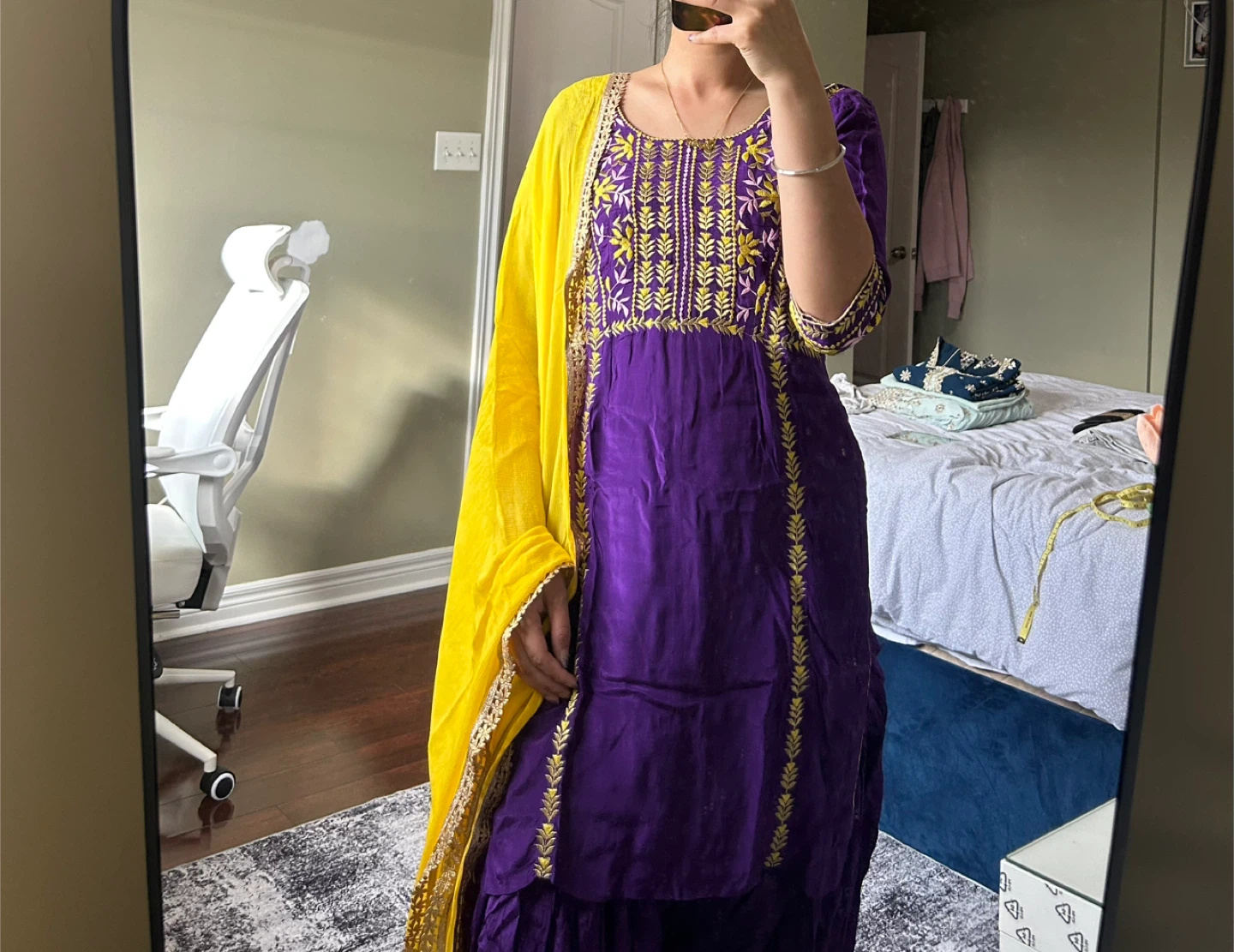 Purple & Yellow Salwar Kameez Suit - photo 2