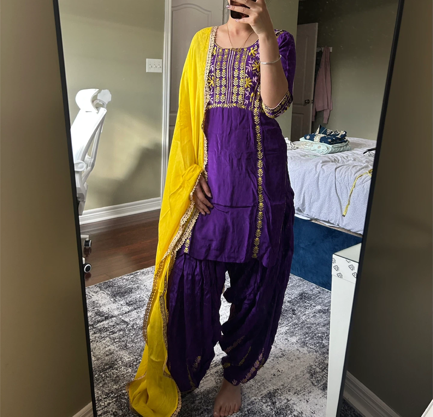 Purple & Yellow Salwar Kameez Suit