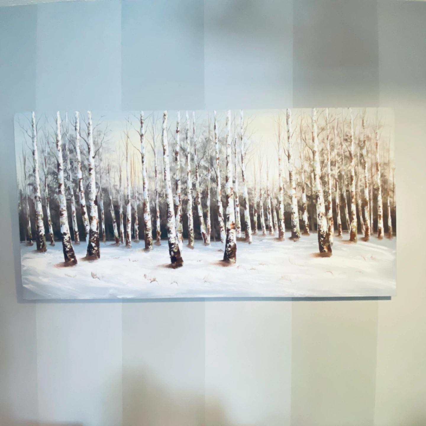 Large birch tree forest oil painting on canvas