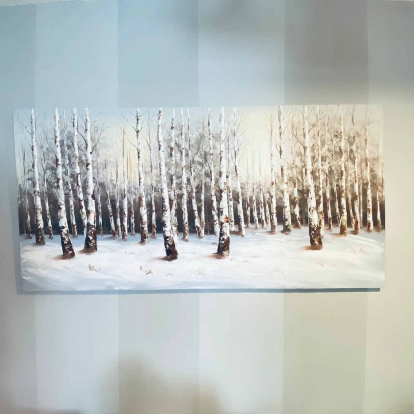 Large birch tree forest oil painting on canvas thumbnail
