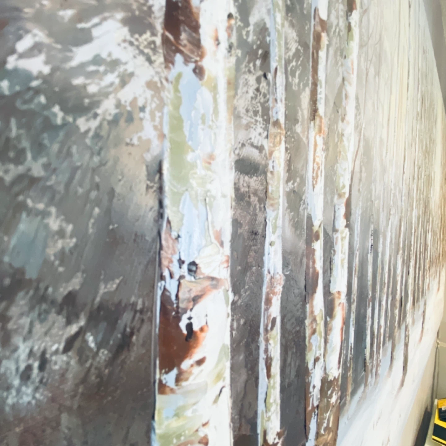 Large birch tree forest oil painting on canvas - photo 3