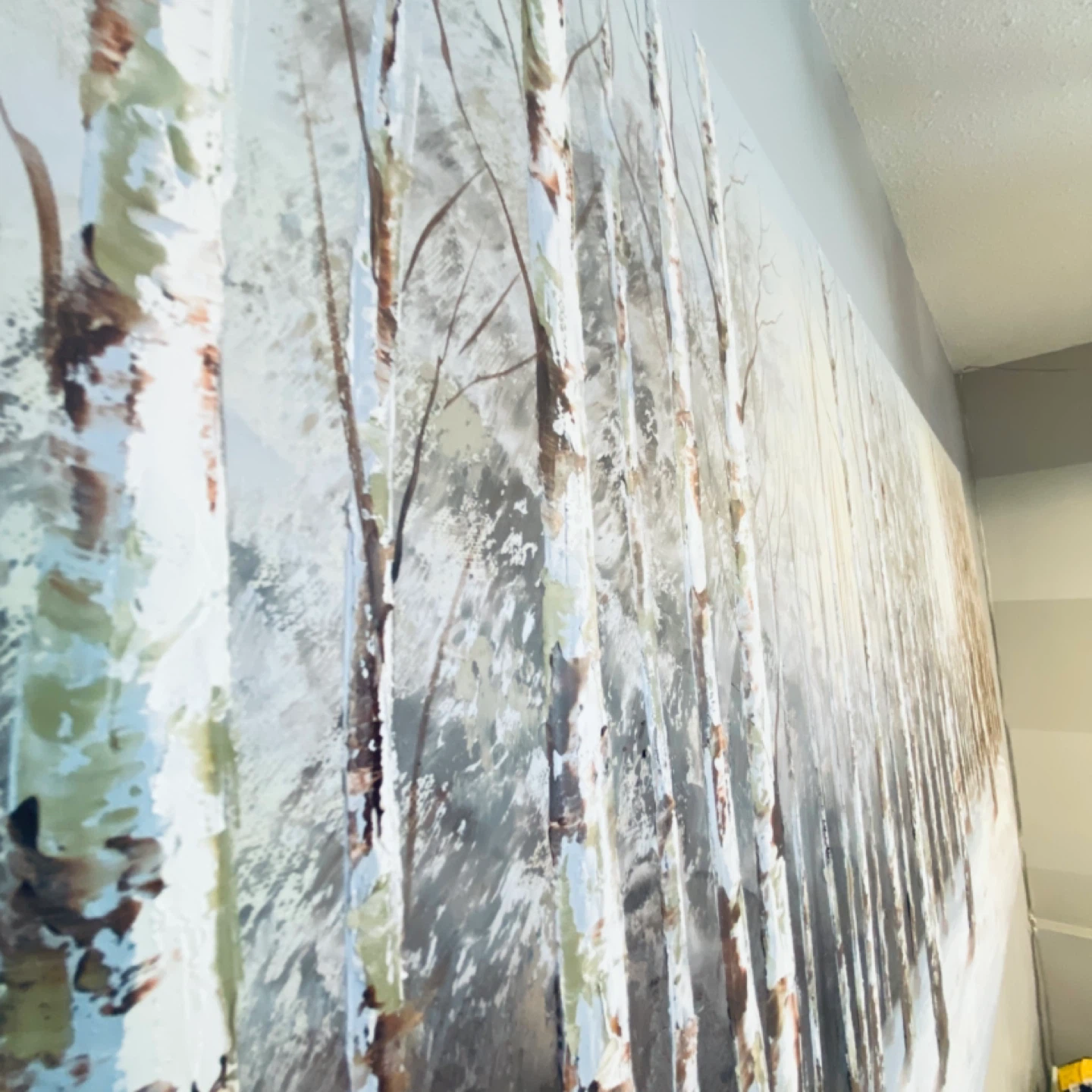 Large birch tree forest oil painting on canvas - photo 2