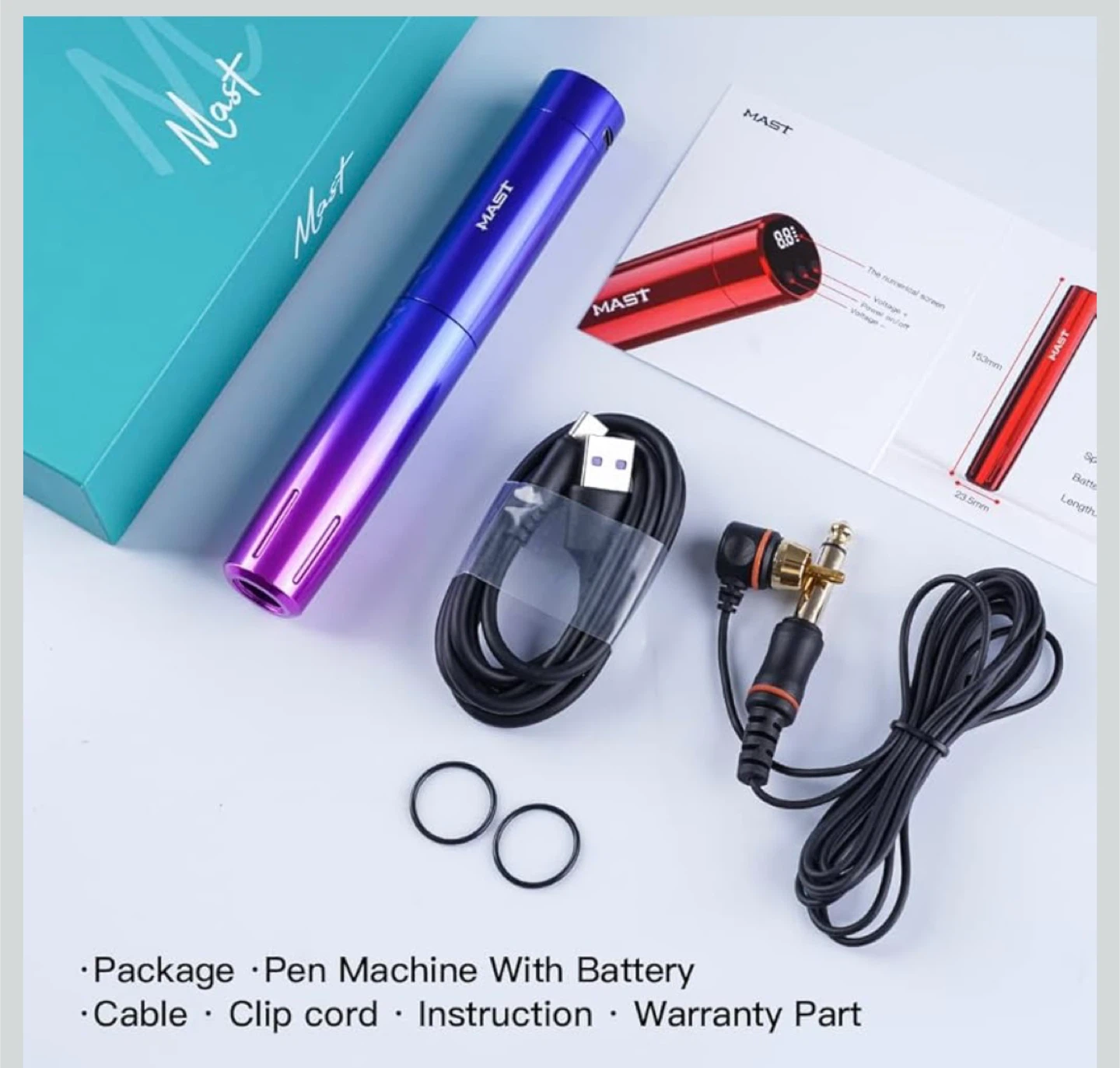 MAST Tour Y22 Wireless Tattoo Pen Machine Kit - photo 5