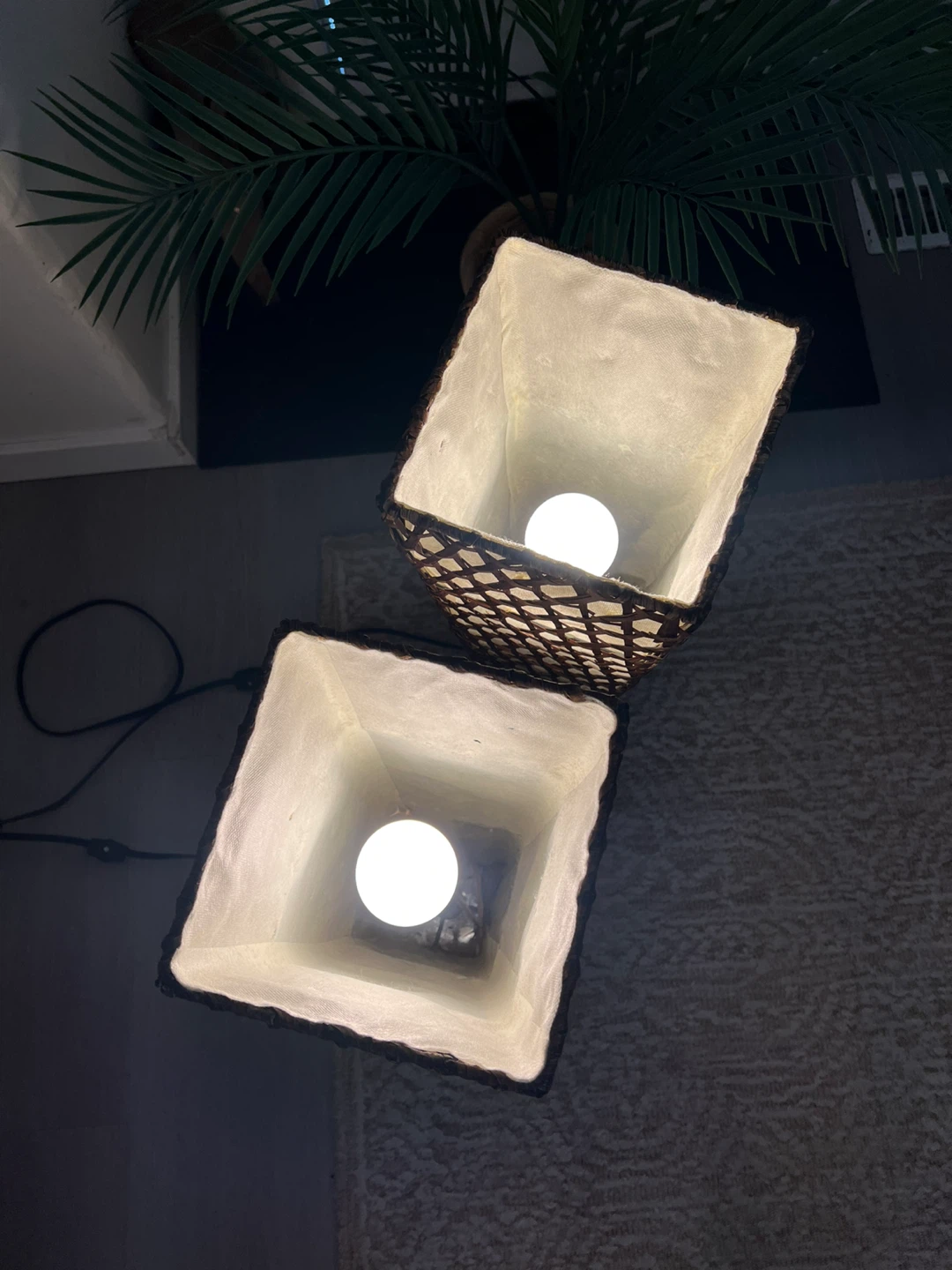 Pair of Wicker Floor Lamps - photo 2