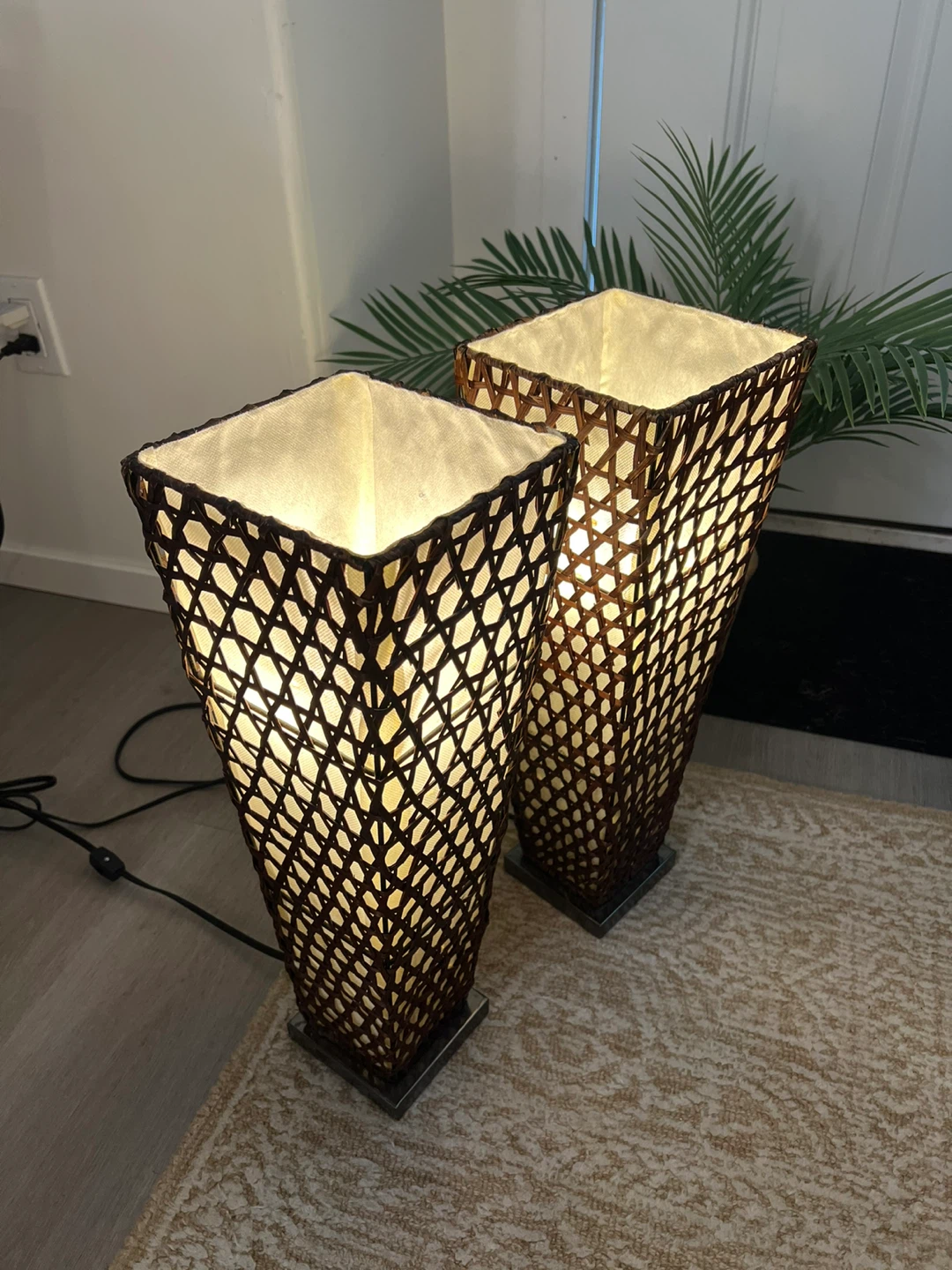 Pair of Wicker Floor Lamps