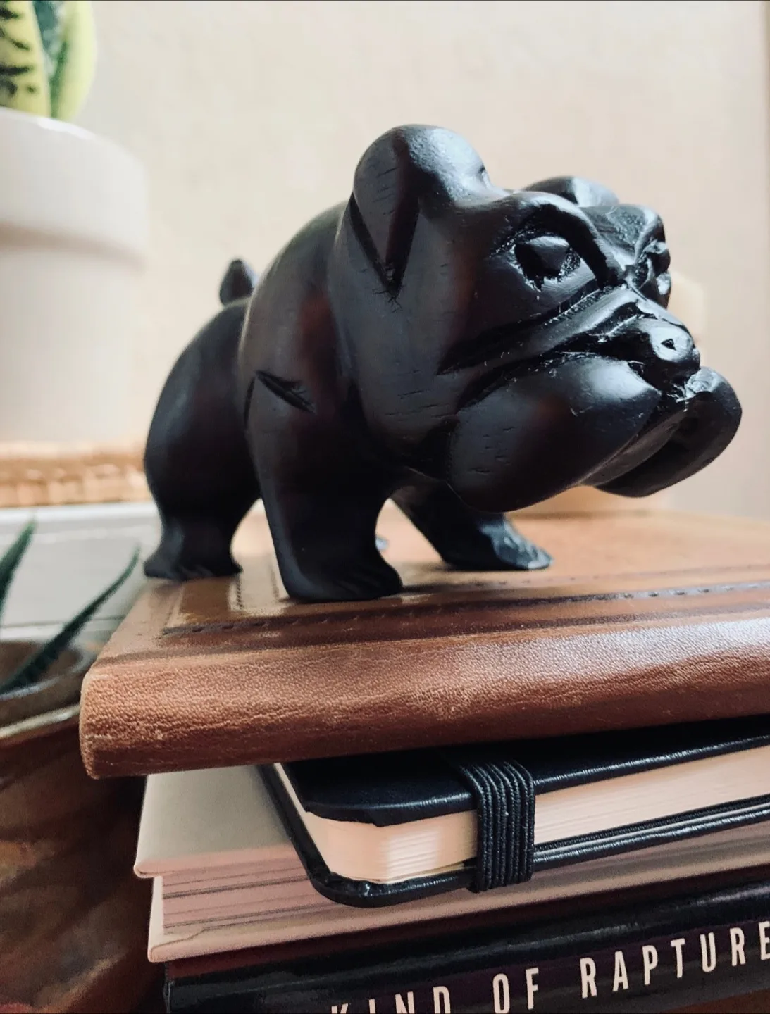 Vintage Wooden Bulldog Figurine thumbnail