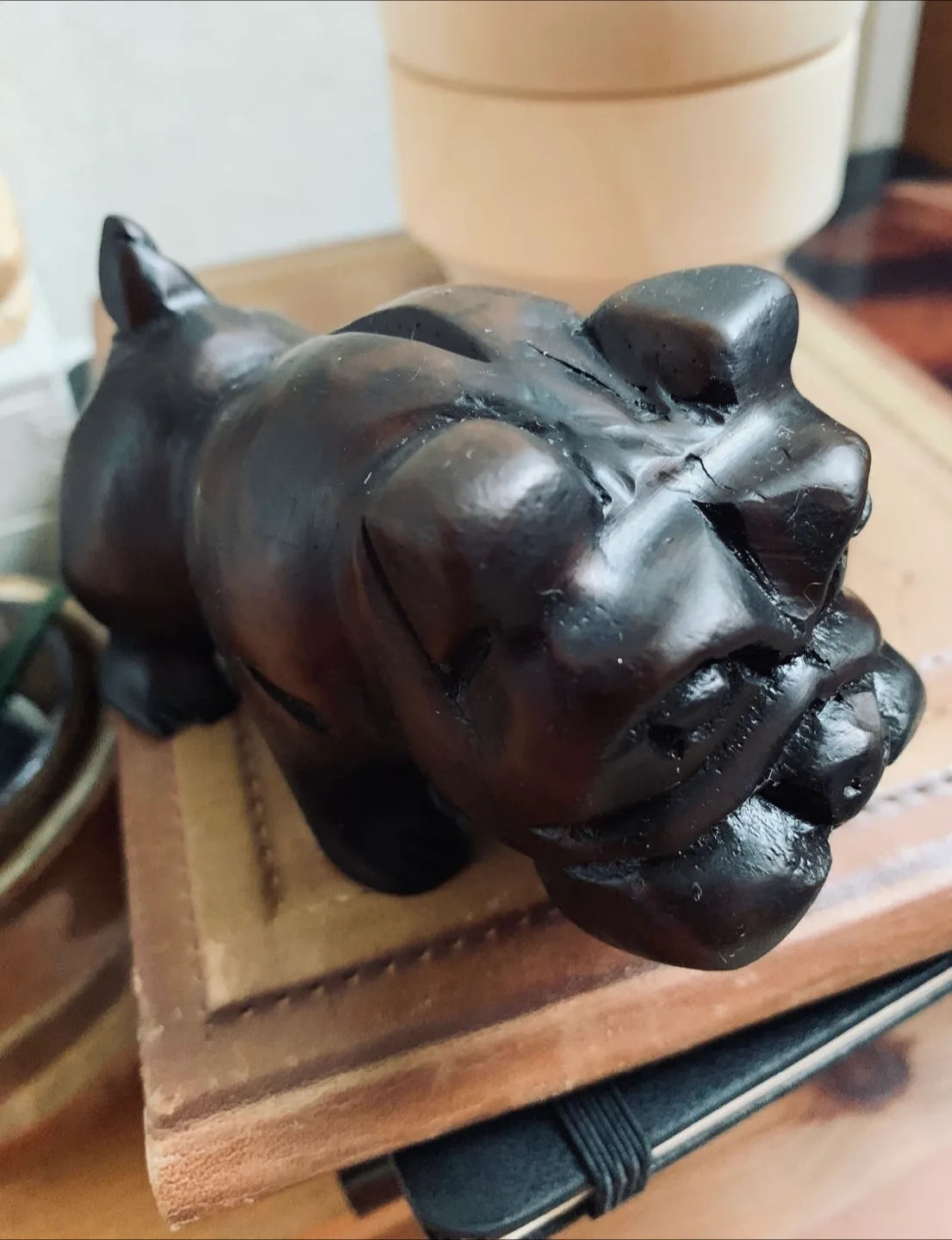 Vintage Wooden Bulldog Figurine image indicator(4)