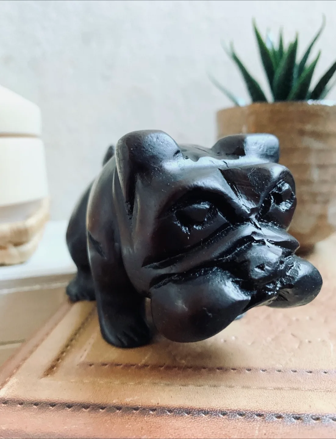 Vintage Wooden Bulldog Figurine image indicator(2)