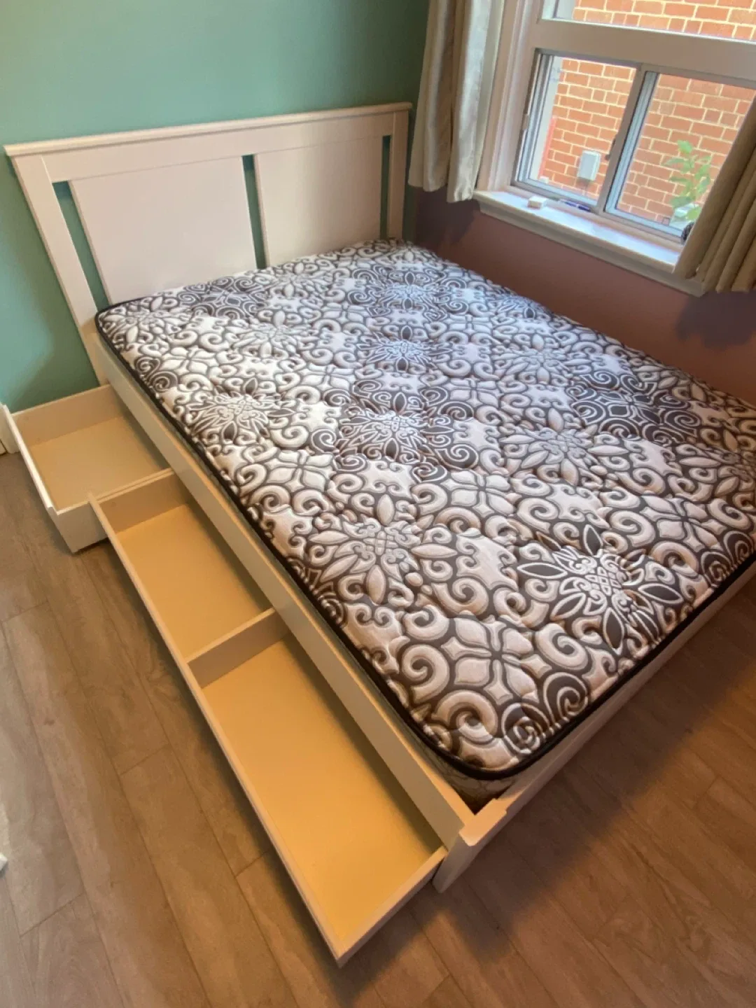 Bed Frame with Underside Drawers Mattress Included Size Double thumbnail