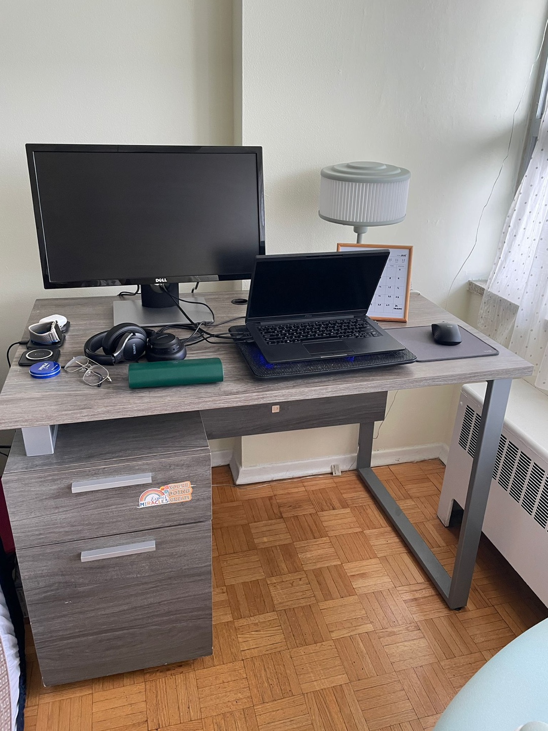 Grey Desk with Drawers