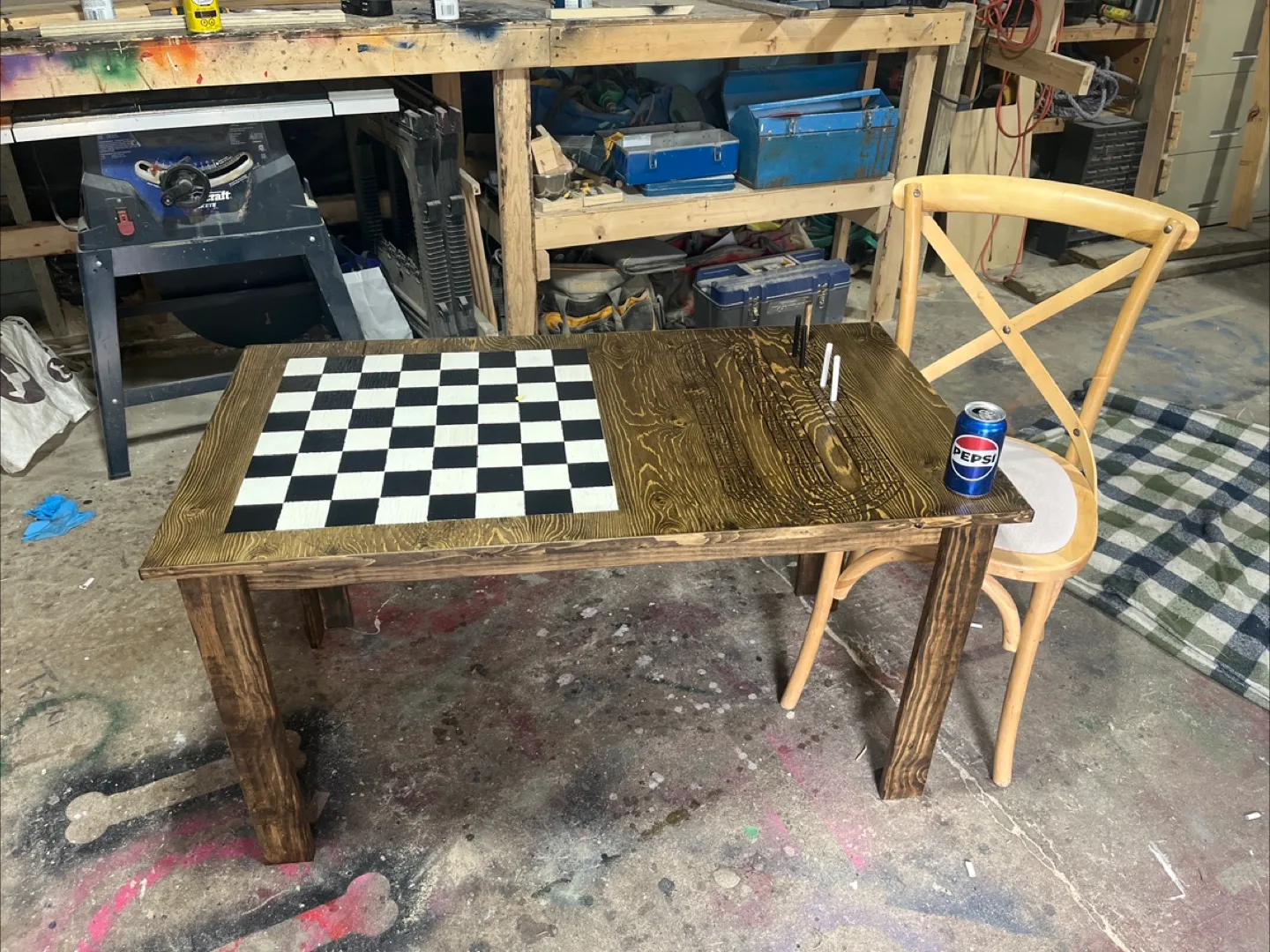 Handmade Chess and Cribbage Table thumbnail