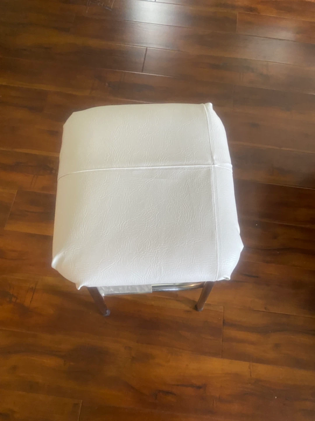 Vintage Chrome Step Stool with White Vinyl Seat - photo 3