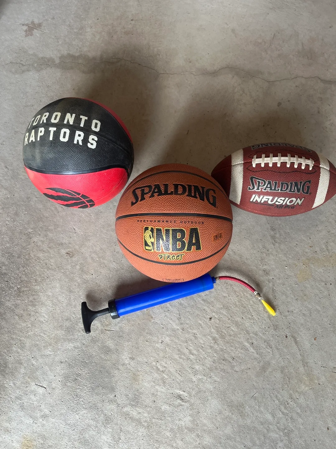 Spalding Pro Football & two Basketballs with pump thumbnail