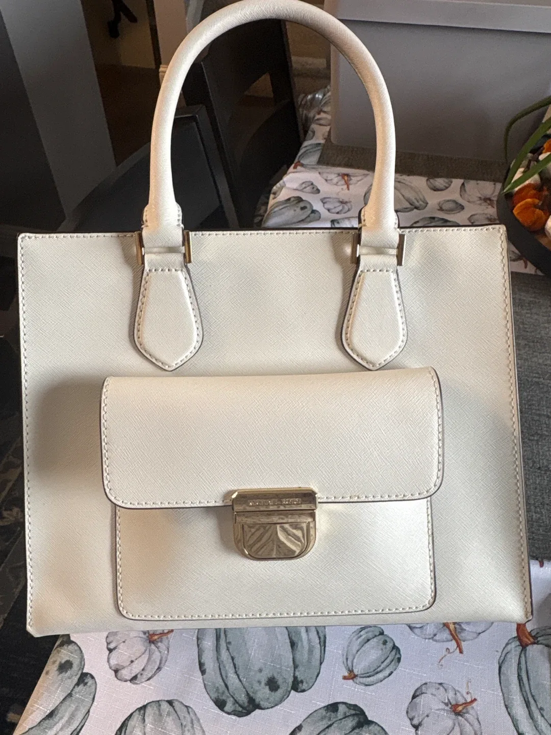 Michael Kors White Leather Satchel
