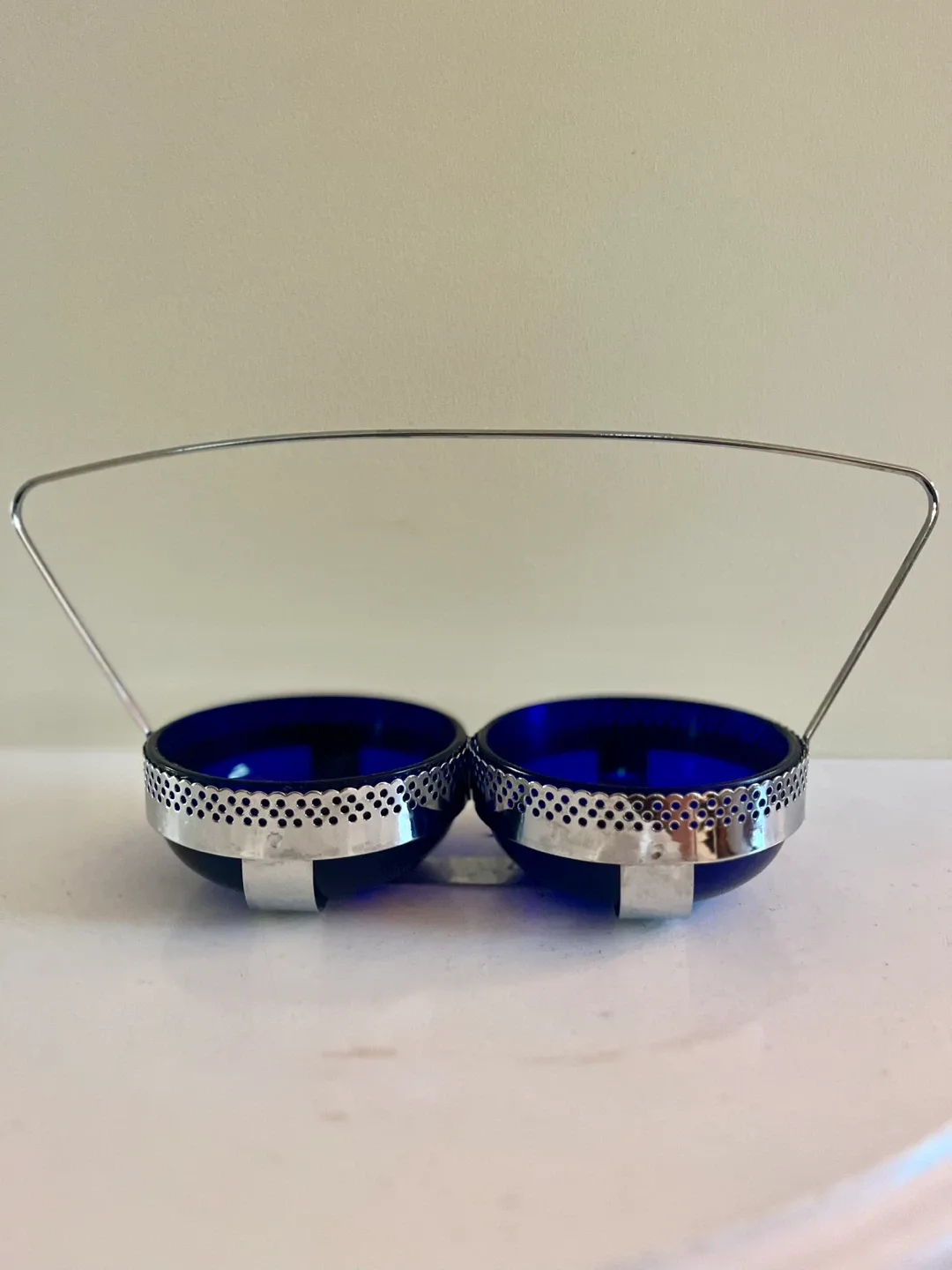 MCM Cobalt Blue Bowl and Carrier Set thumbnail