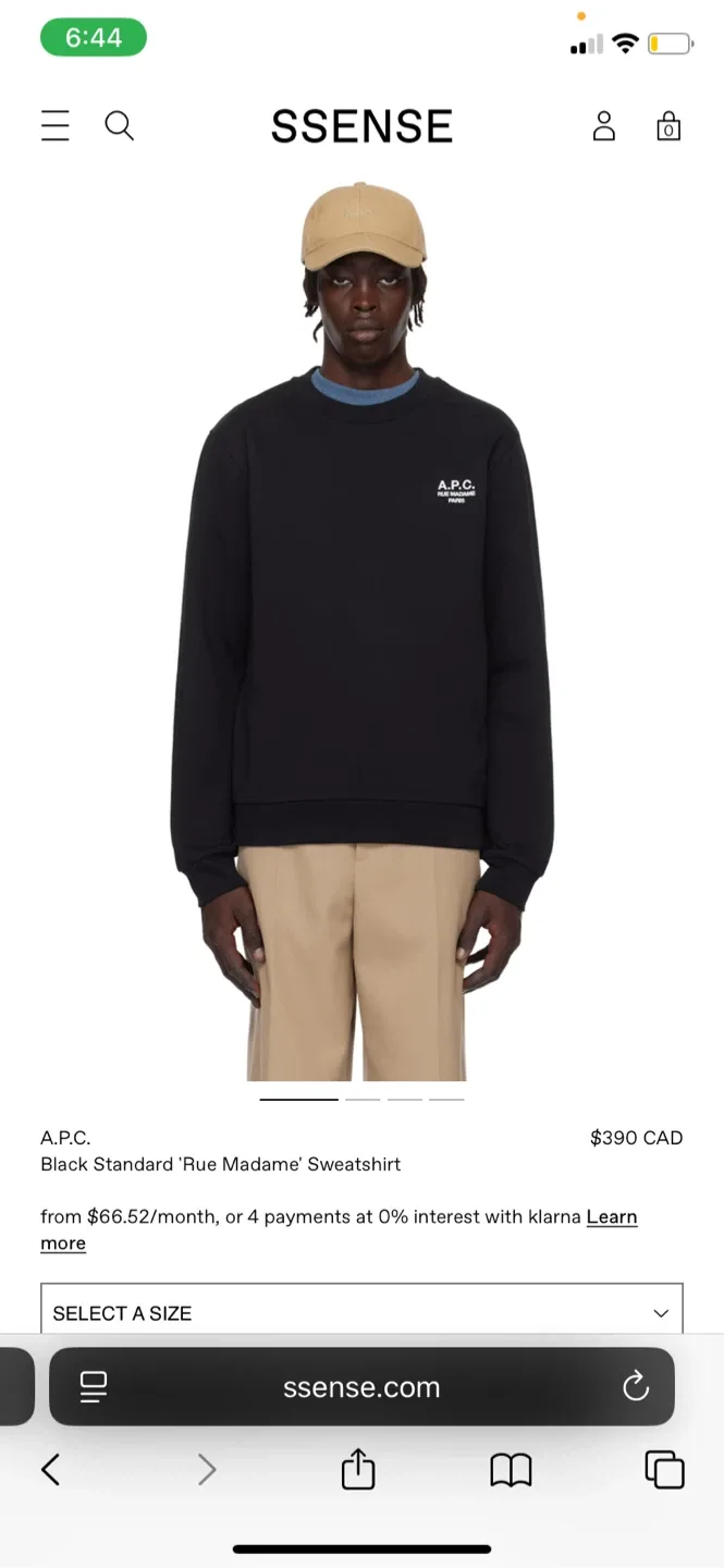 A.P.C. Black 'Rue Madame' Sweatshirt - Size M thumbnail