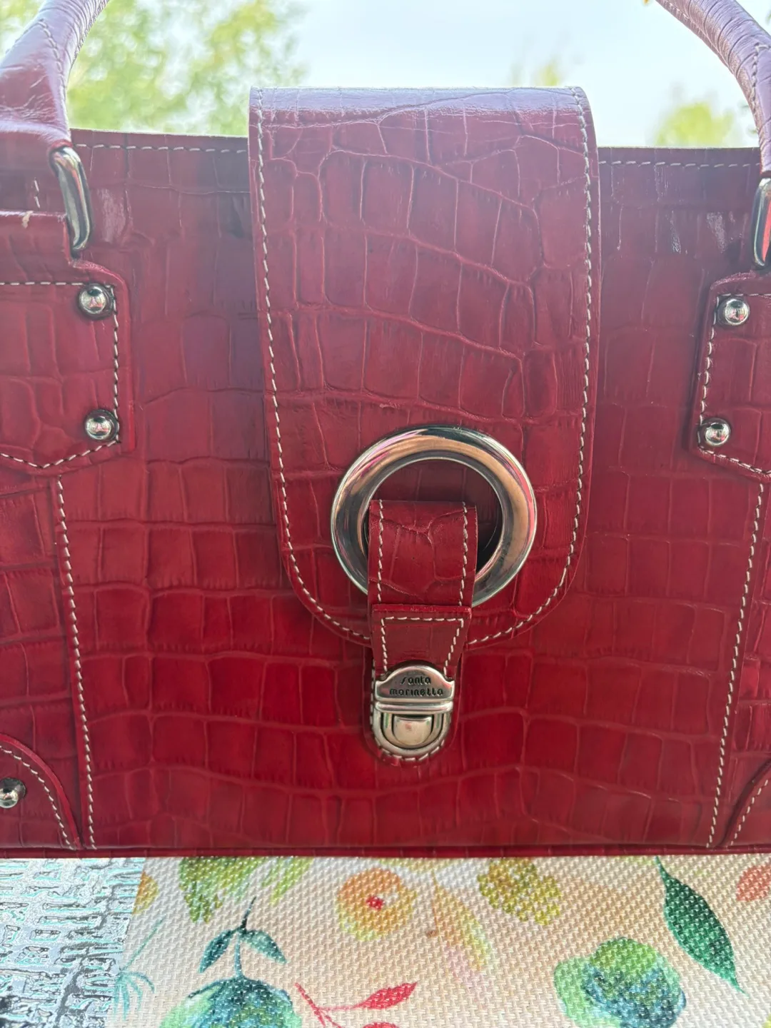 Red Croc Embossed  Handbag image indicator(2)