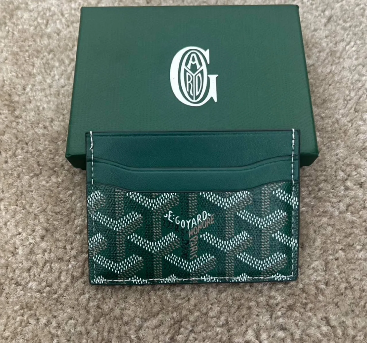 Designer Saint Sulpice Card Holder Green Leather Wallet thumbnail
