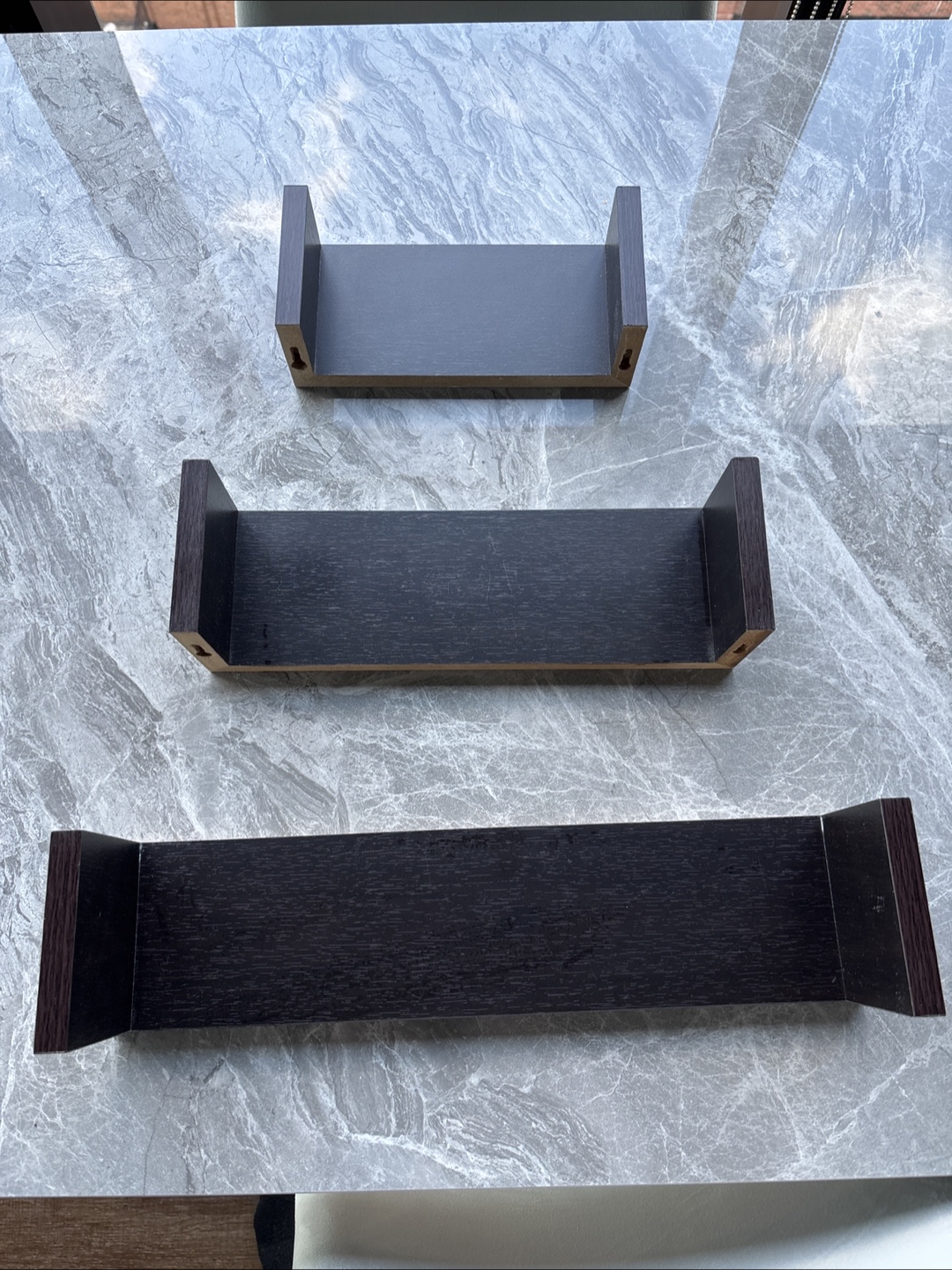 Set of 3 Dark Brown Floating Shelves - photo 2