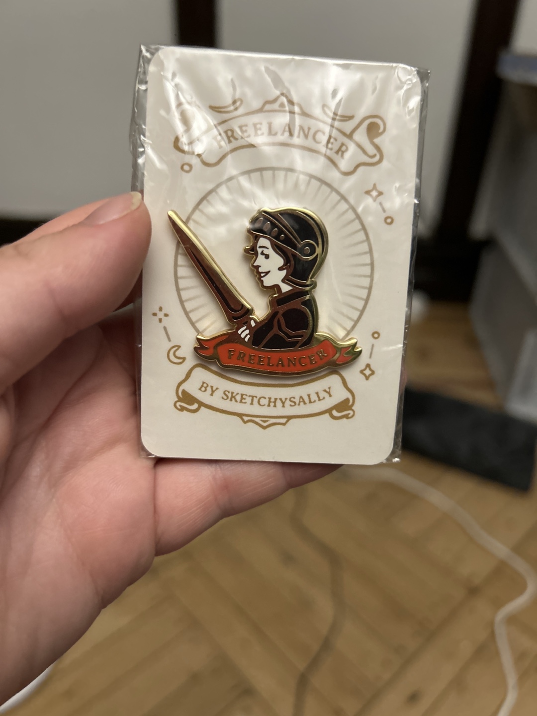 Lady knight enamel pin - New!