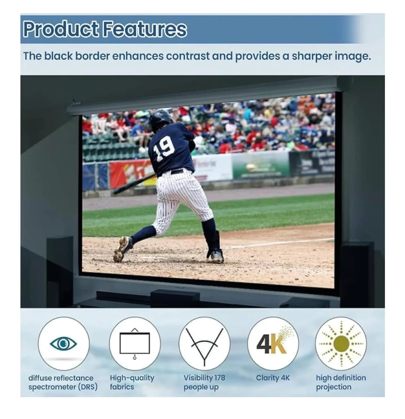 Projector Screen 1080 Full HD, 4K Ultra HD image indicator(2)