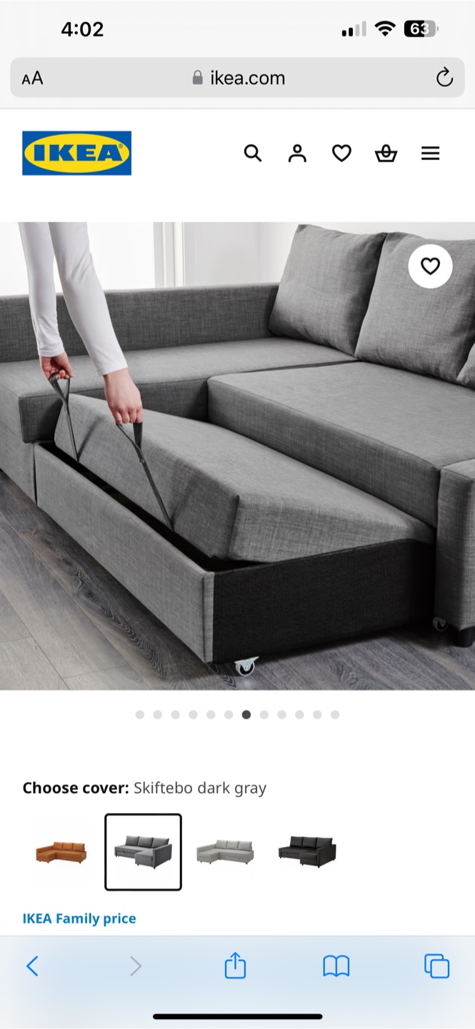 IKEA Dark Gray Sectional sleeper Sofa with Storage