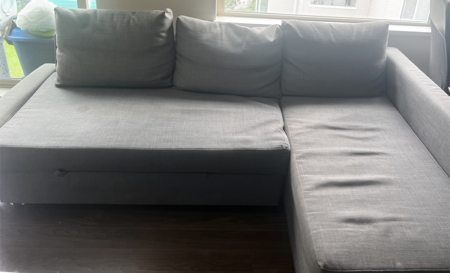 IKEA Dark Gray Sectional sleeper Sofa with Storage - photo 3