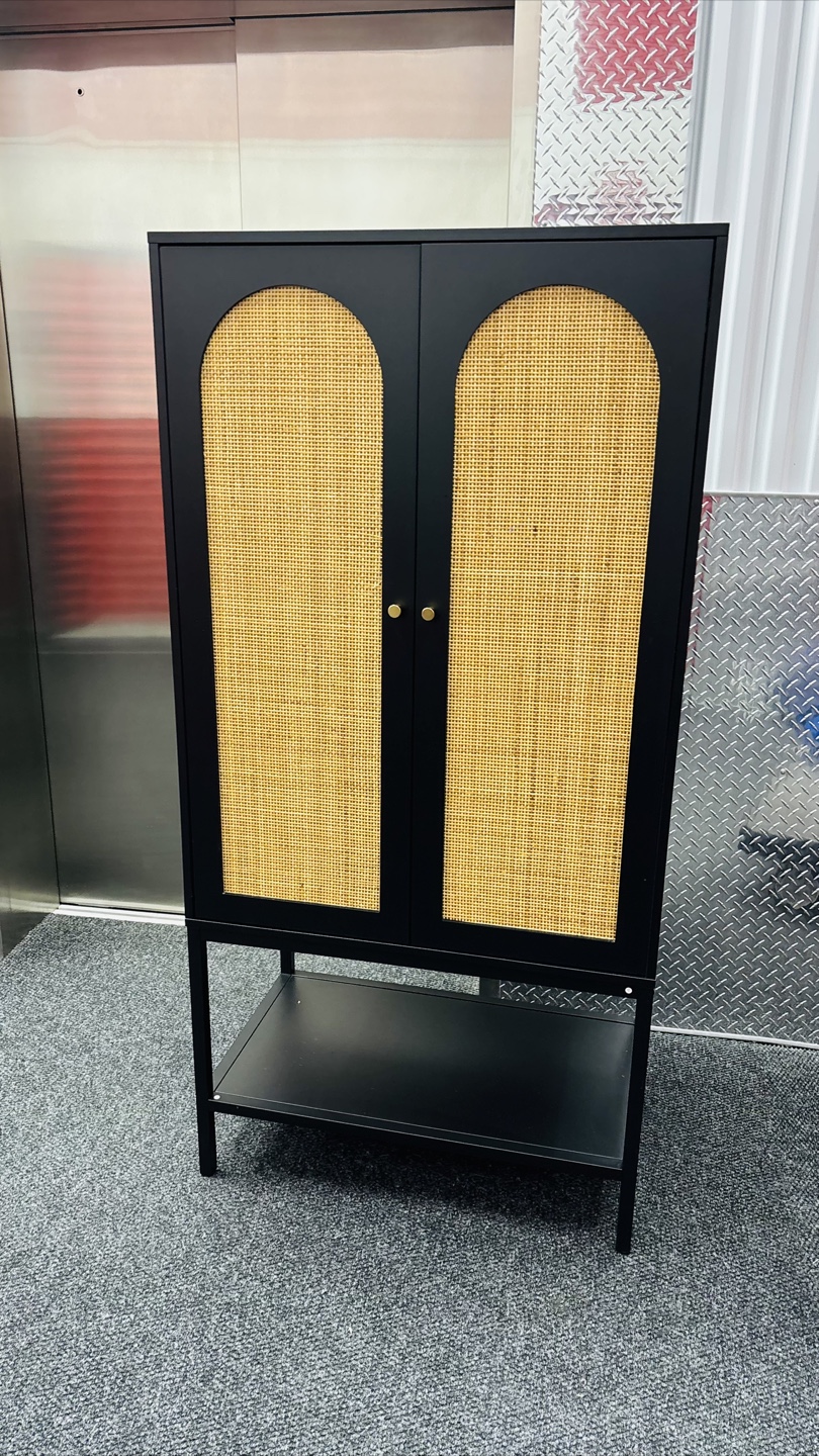 Black Cabinet with Rattan Doors - photo 2