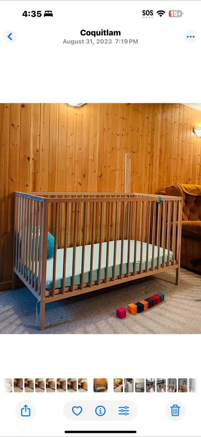 Convertible IKEA Wooden Baby/toddler standard crib image indicator(2)