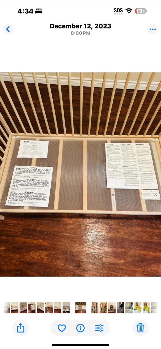 Convertible IKEA Wooden Baby/toddler standard crib image indicator(4)