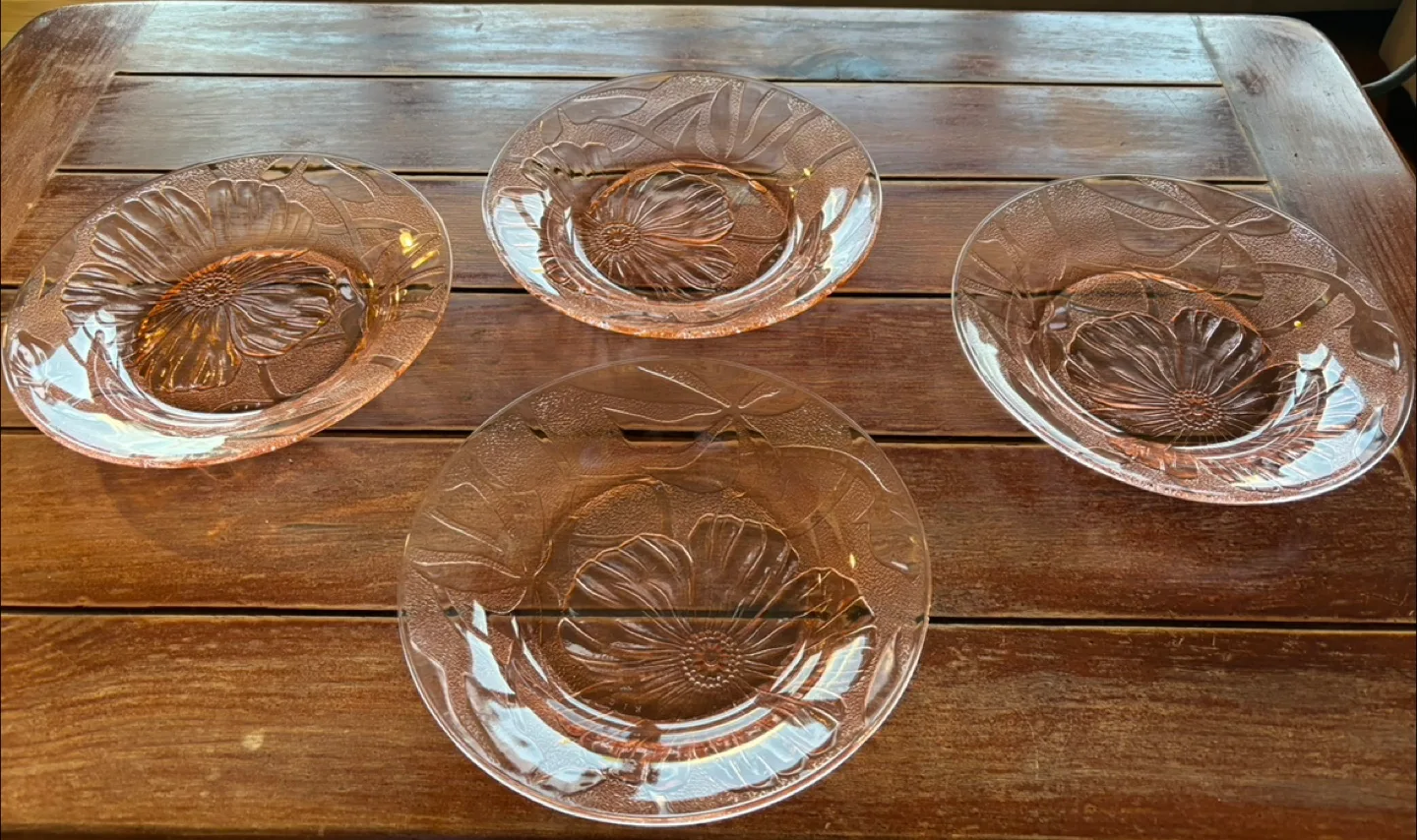 Vintage Pink Depression Glass Plates (Set of 4) thumbnail