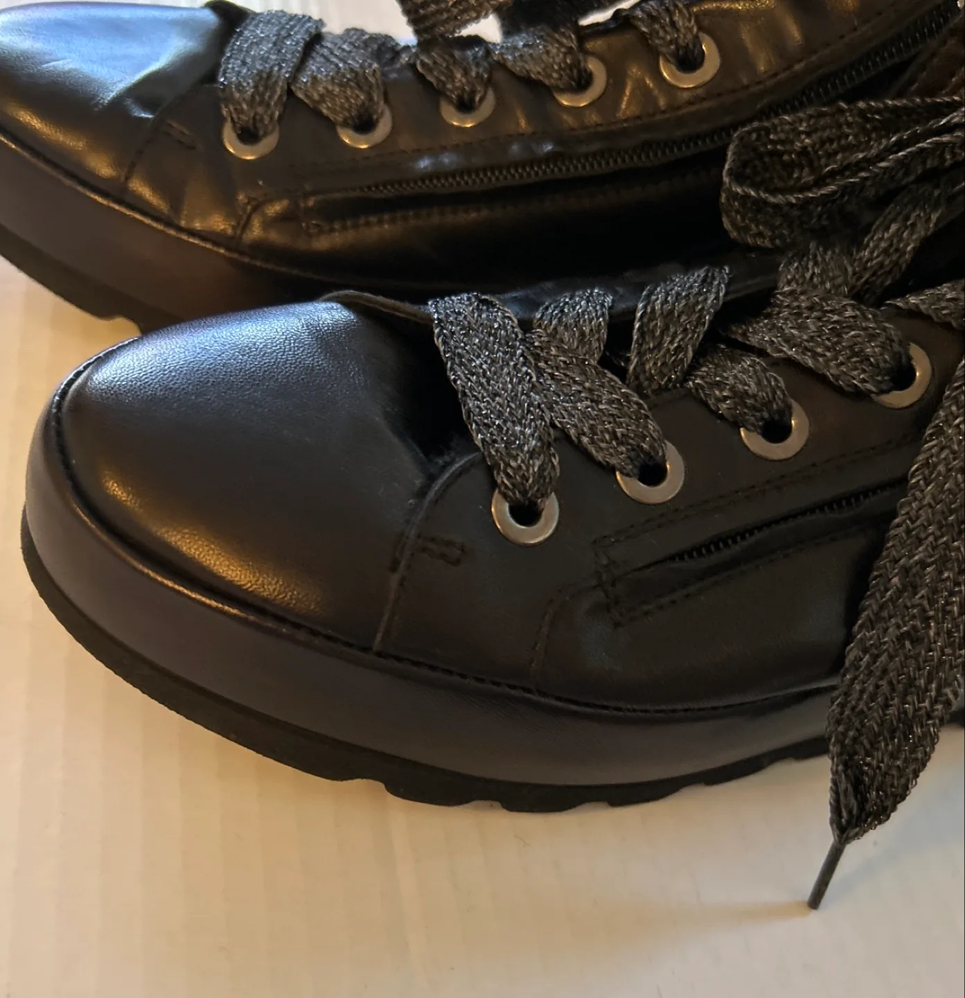 Black Leather Ankle Boots with Zipper Detail image indicator(4)